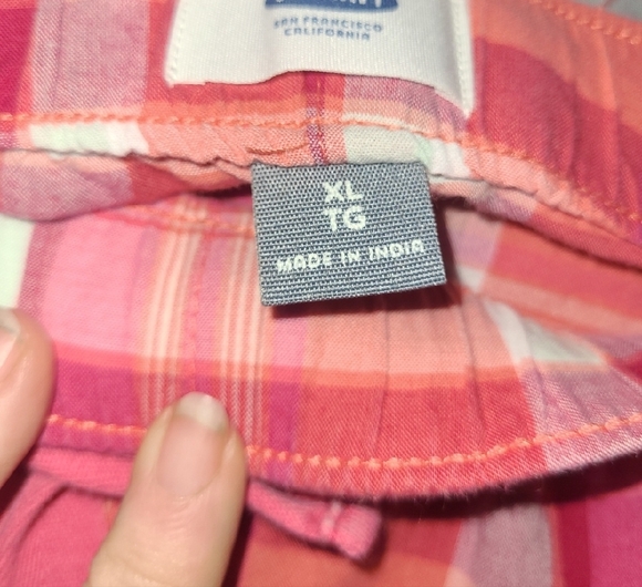 Pants Pink White Plaid Y Poplin Cotton Elastic waist draw string Preppy Hi Rise - Picture 2 of 10